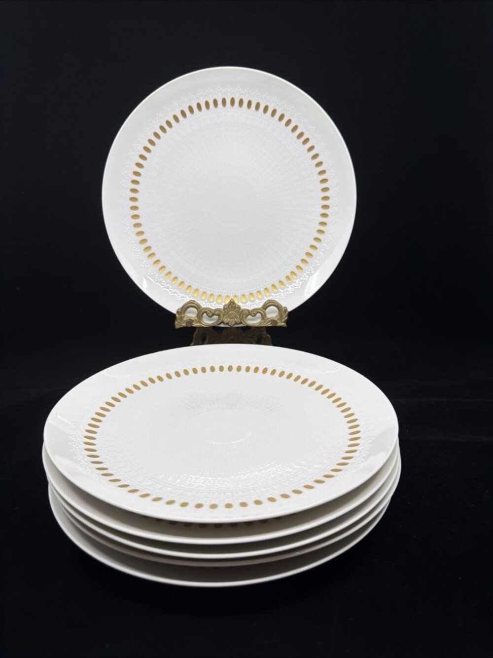 Rosenthal Continental R2035 Romance Gold 6 Luncheon Plates 8 1/4" Germany